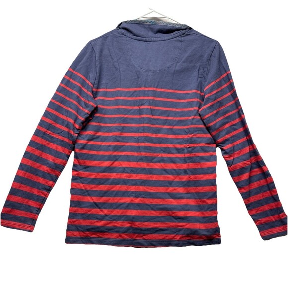 LL BEAN Soft Cotton Rugby Striped Henley Sweater 501241 Women’s Small Gray - Picture 4 of 4